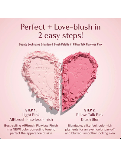 Pillow Talk Beauty Soulmates Airbrush Flawless Finish Brightening and Blush Powder Palette