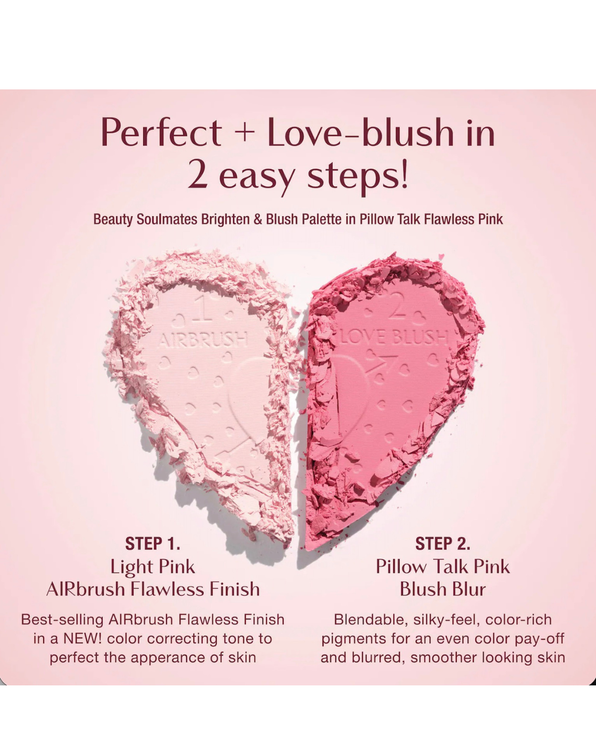 Pillow Talk Beauty Soulmates Airbrush Flawless Finish Brightening and Blush Powder Palette